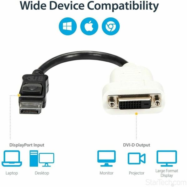 StarTech.com DisplayPort to DVI Adapter, DisplayPort to DVI-D Adapter/Video Converter 1080p, DP 1.2 to DVI Monitor, Latching DP Connector - Image 5