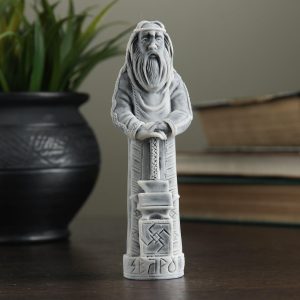 AEVVV Svarog The Slavic Creator God Collectible Figurine   Interior Marble Sculpture 4.7  Tall in Subtle Grey for Home and Office Decor
