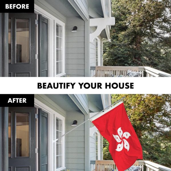 G128 Combo Pack: 6 Ft Tangle Free Spinning Flagpole (Silver) & Hong Kong Flag 3x5 Ft Printed 150D Polyester, Brass Grommets (Flag Included) Aluminum Flag Pole - Image 3