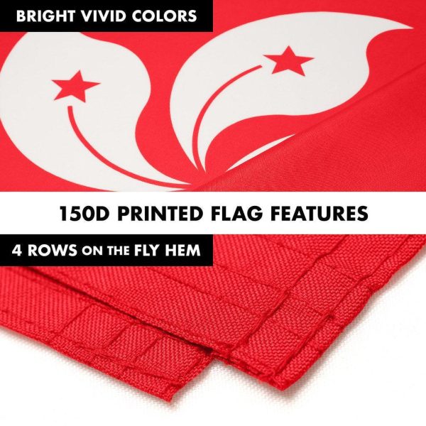 G128 Combo Pack: 6 Ft Tangle Free Spinning Flagpole (Silver) & Hong Kong Flag 3x5 Ft Printed 150D Polyester, Brass Grommets (Flag Included) Aluminum Flag Pole - Image 5