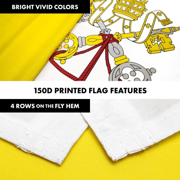 G128 Combo Pack: 6 Ft Tangle Free Aluminum Spinning Flagpole (Silver) & Vatican City Flag 3x5 Ft, LiteWeave Pro Series Printed 150D Polyester | Pole with Flag Included - Image 5