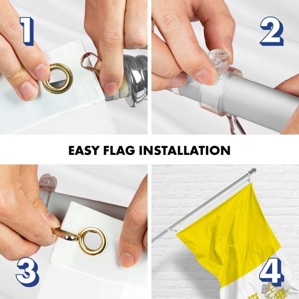 G128 Combo Pack: 6 Ft Tangle Free Aluminum Spinning Flagpole (Silver) & Vatican City Flag 3x5 Ft, LiteWeave Pro Series Printed 150D Polyester | Pole with Flag Included - Image 7