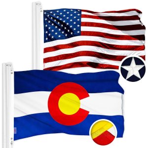 G128 Combo Pack: USA American Flag 3x5 Ft Embroidered Stars & Colorado State Flag 3x5 Ft Embroidered