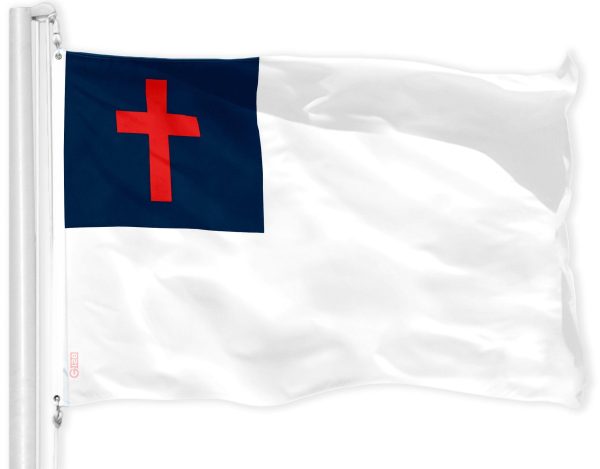 G128 Combo Pack: American USA Flag 4x6 Ft & Christian Flag 4x6 Ft | Both LiteWeave Pro Series Printed 150D Polyester, Brass Grommets - Image 2