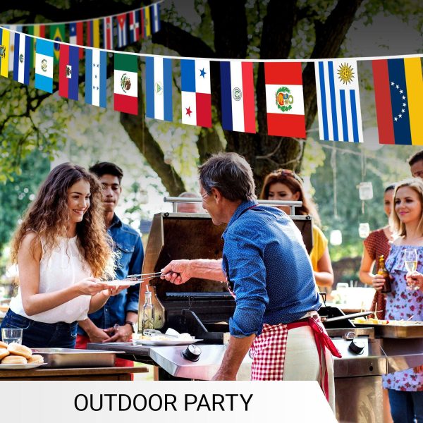 G128 Latin America 20 Countries  Bunting Banner | Flag 12 x 18 Inch, Full String 30 Feet | Printed 150D Polyester, Decorations For Bar, School, Festival Events Celebration - Image 4
