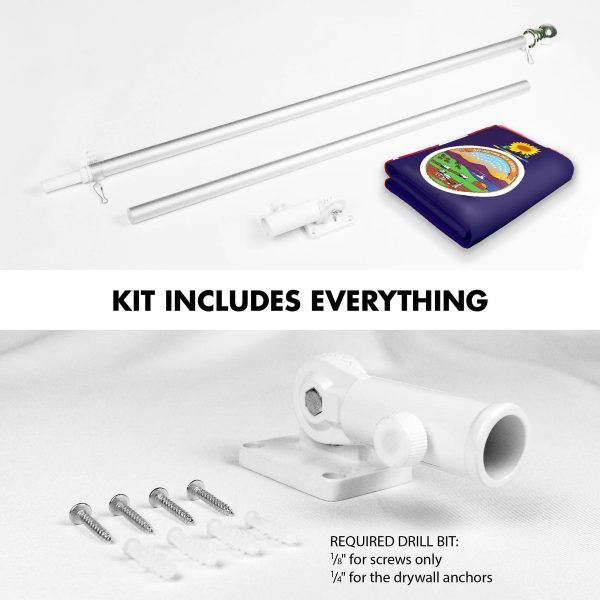 G128 Combo Pack: 6 Ft Tangle Free Spinning Flagpole (Silver) & Kansas Flag 3x5 Ft Printed 150D Polyester, Brass Grommets (Flag Included) Aluminum Flag Pole - Image 2