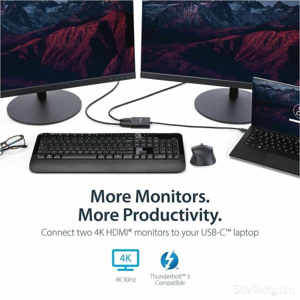 StarTech.com USB-C to Dual HDMI Adapter, USB Type-C Multi-Monitor MST Hub, Dual 4K 30Hz HDMI Laptop Display Extender/Splitter, Windows~ - Image 2