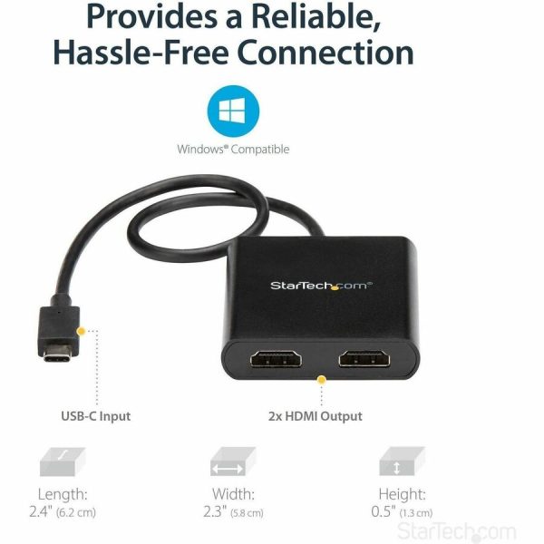 StarTech.com USB-C to Dual HDMI Adapter, USB Type-C Multi-Monitor MST Hub, Dual 4K 30Hz HDMI Laptop Display Extender/Splitter, Windows~ - Image 5