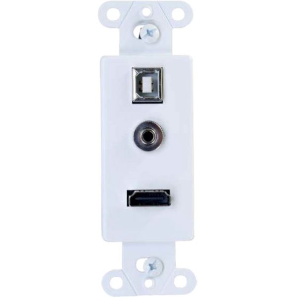C2G Decorative HDMI Wall Plate with USB and 3.5mm White - Image 2
