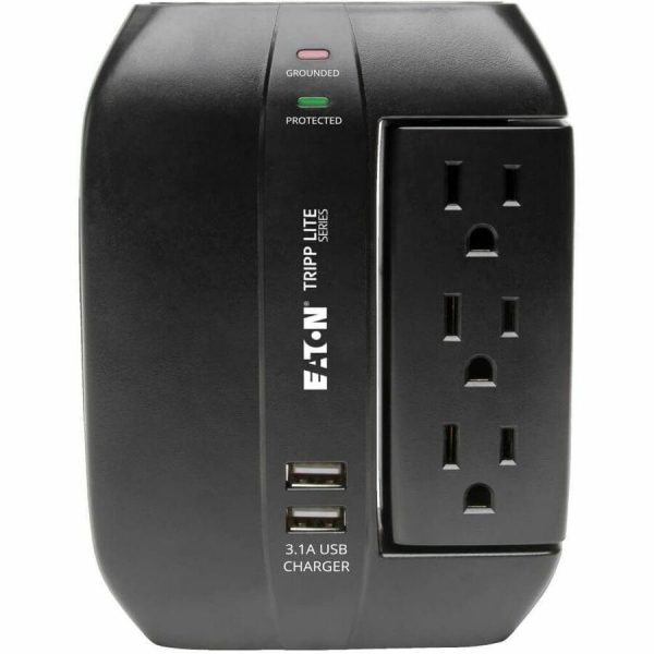 Eaton Tripp Lite Series Protect It! 6-Outlet Surge Protector with 3 Rotatable Outlets - Direct Plug-In, 1200 Joules, 2 USB Ports - Image 7