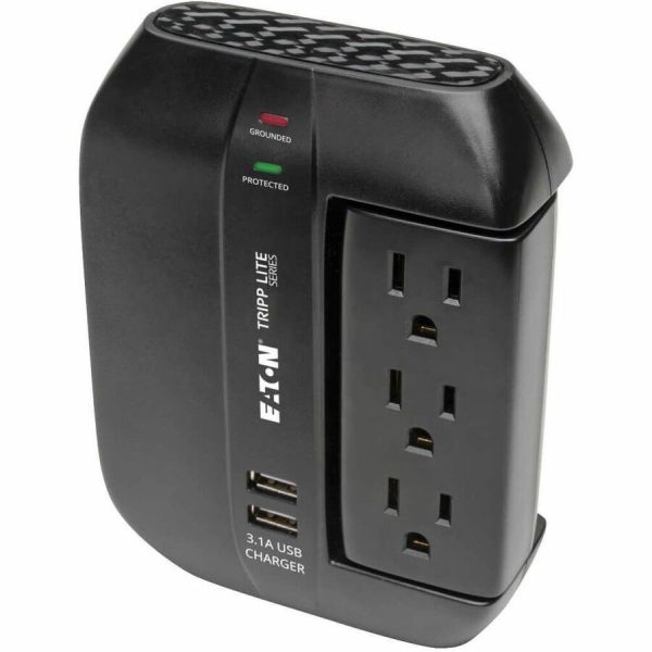 Eaton Tripp Lite Series Protect It! 6-Outlet Surge Protector with 3 Rotatable Outlets - Direct Plug-In, 1200 Joules, 2 USB Ports - Image 9