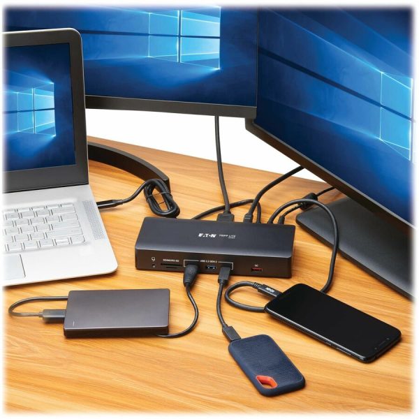 Eaton Tripp Lite Series Safe-IT USB-C Dock, Triple Display - 4K 60 Hz HDMI/DisplayPort, VGA, USB 3.2 Gen 2, USB Hub, Gigabit Ethernet, 100W PD Charging, Antibacterial - Image 9