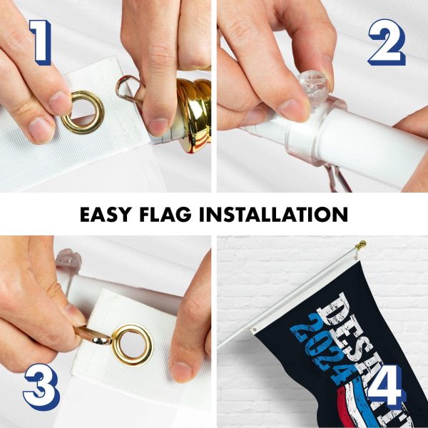 G128 Combo Pack: 6 Ft Tangle Free Aluminum Spinning Flagpole (White) & DeSantis Election 2024 Flag 3x5 Ft, LiteWeave Pro Series Printed 150D Polyester | Pole with Flag Included - Image 7