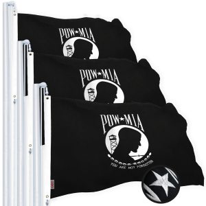 G128 POW MIA Flag 4x6 FT 3-Pack Embroidered Spun Polyester
