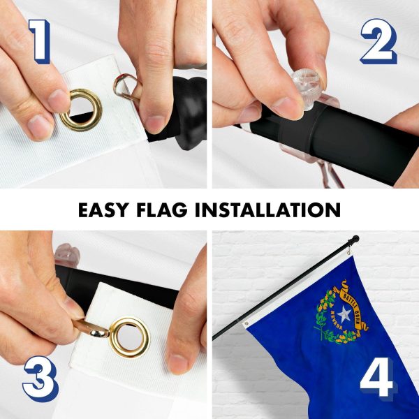 G128 - 6 Feet Tangle Free Spinning Flagpole (Black) Nevada Double Sided Brass Grommets Embroidered 3x5 ft (Flag Included) Aluminum Flag Pole - Image 7