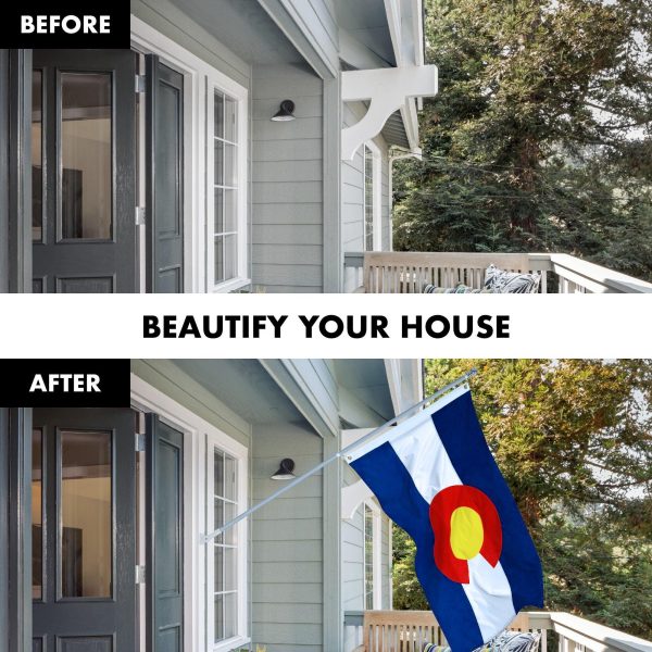 G128 Combo Pack: 5 Ft Tangle Free Aluminum Spinning Flagpole (Silver) & Colorado CO State Flag 2x3 Ft, ToughWeave Series Embroidered 300D Polyester | Pole with Flag Included - Image 3