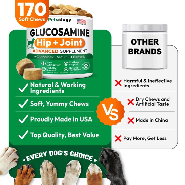 Glucosamine for Dogs   Hip and Joint Supplement for Dogs   170 Mobility Chews   Glucosamine Chondroitin   MSM   Turmeric   Joint Pain Relief   Advanced Support for Dog Health   Made in USA - Image 5