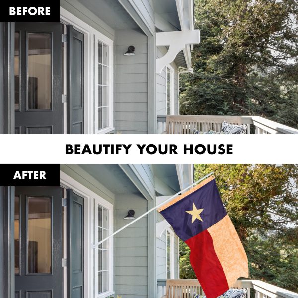 G128 Combo Pack: 5 Ft Tangle Free Aluminum Spinning Flagpole (White) & Texas Tea-Stained Flag 2x3 Ft, ToughWeave Pro Series Embroidered 420D Polyester | Pole with Flag Included - Image 3