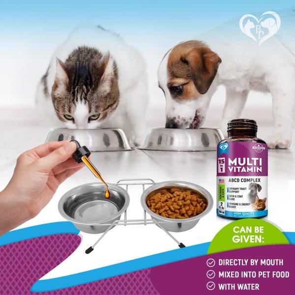 Cat & Dog Multivitamin Liquid with Glucosamine & Cranberry | 15 in 1 Health Supplements for Urinary Tract Kidney Bladder Hip & Joint Skin & Coat | Natural UTI Medicine Made in USA (60 ml) - Image 5
