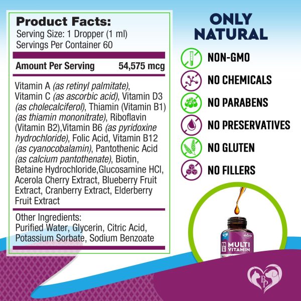 Cat & Dog Multivitamin Liquid with Glucosamine & Cranberry | 15 in 1 Health Supplements for Urinary Tract Kidney Bladder Hip & Joint Skin & Coat | Natural UTI Medicine Made in USA (60 ml) - Image 7
