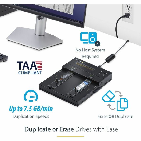 StarTech.com Standalone Dual Bay M.2 SATA/NVMe Duplicator/Eraser, HDD/SSD Cloner/Wiper, M.2 PCIe/AHCI, Hard Drive Sanitizer/Copier, TAA - Image 2