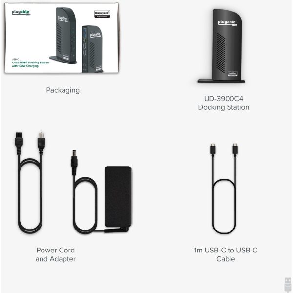 Plugable 14-in-1 USB C Docking Station with 4x HDMI, Quad Dock with 100W Charging, 4x HDMI Displays - Image 7