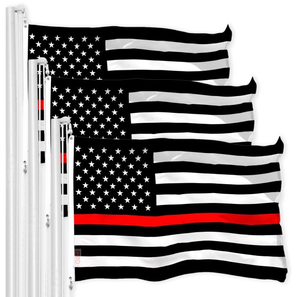 Thin Red Line Flag 3x5 Ft 3-Pack Printed 150D Polyester By G128