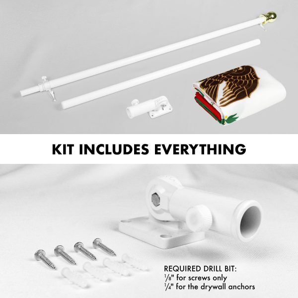 G128 - 5 Feet Tangle Free Spinning Flagpole (White) Mexico Flag Double Sided Brass Grommets Embroidered 2x3 ft (Flag Included) Aluminum Flag Pole - Image 2