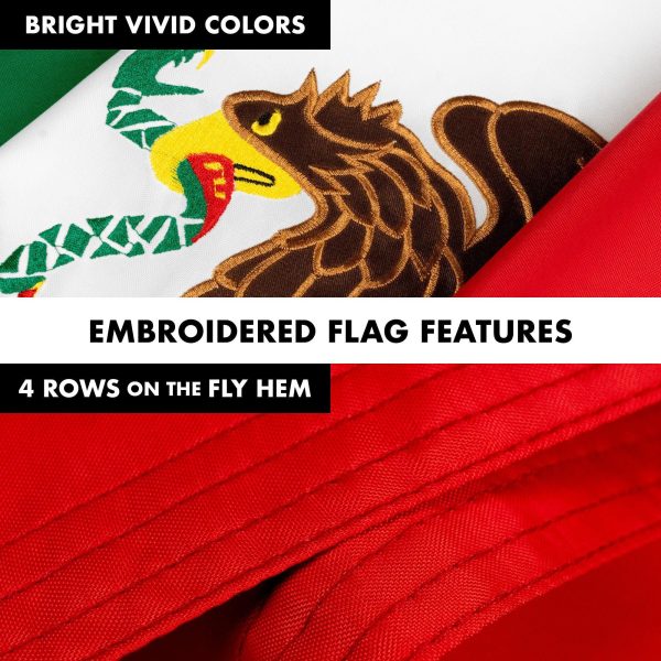 G128 - 5 Feet Tangle Free Spinning Flagpole (White) Mexico Flag Double Sided Brass Grommets Embroidered 2x3 ft (Flag Included) Aluminum Flag Pole - Image 5