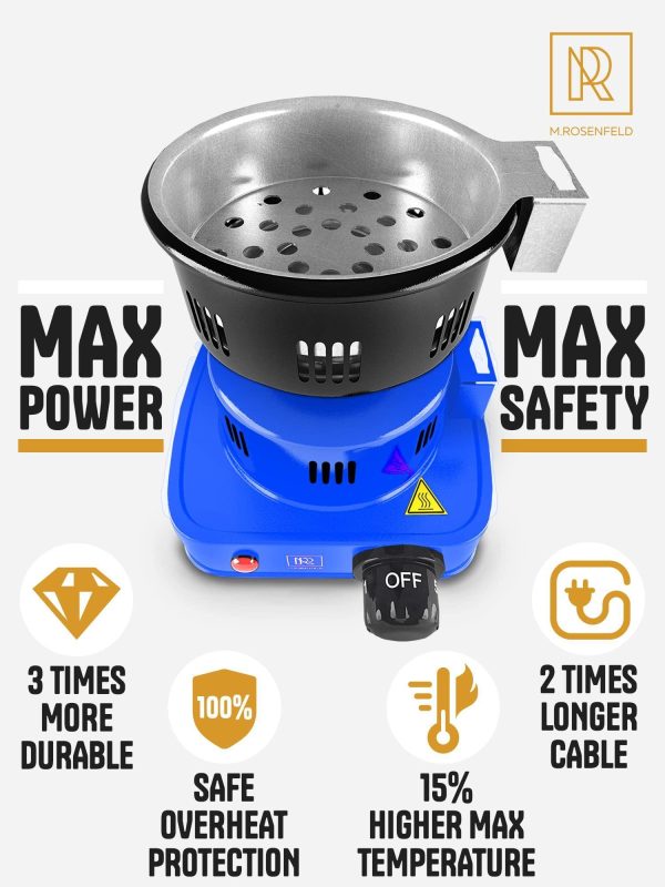 Premium Hookah Coal Burner   Blue Burner for Hookah 450W – FIRE Tower Multipurpose Electric Stove for Hookah coals Burner for Shisha Free Hookah Tongs overheat Protection Hookah Charcoal Burner - Image 2