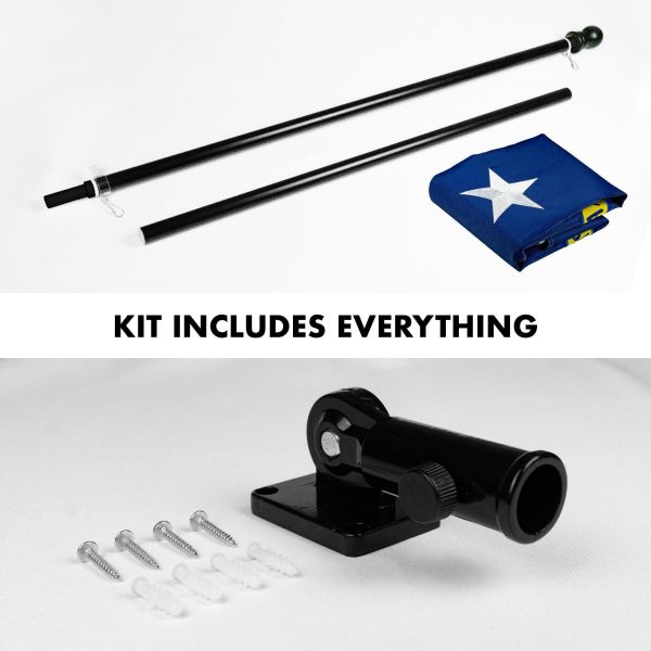 G128 Combo Pack: 5 Ft Tangle Free Aluminum Spinning Flagpole (Black) & North Carolina State Flag 2x3 Ft, ToughWeave Series Embroidered 300D Polyester | Pole with Flag Included - Image 2