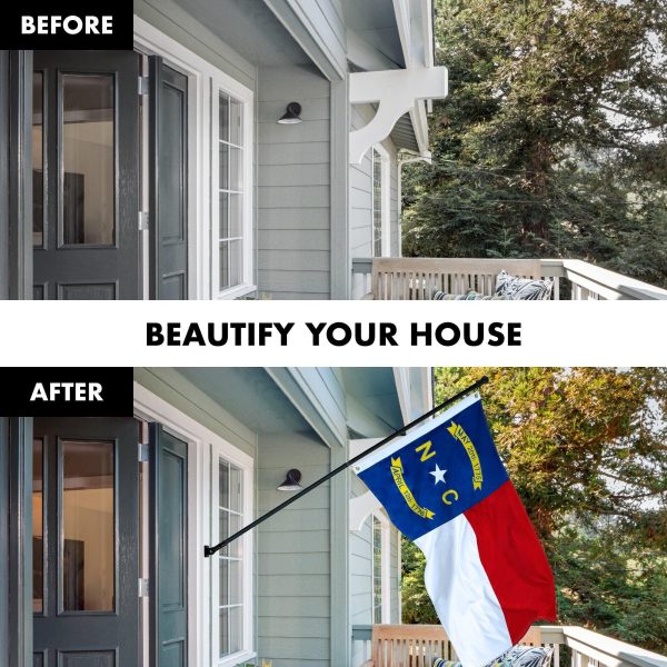 G128 Combo Pack: 5 Ft Tangle Free Aluminum Spinning Flagpole (Black) & North Carolina State Flag 2x3 Ft, ToughWeave Series Embroidered 300D Polyester | Pole with Flag Included - Image 3