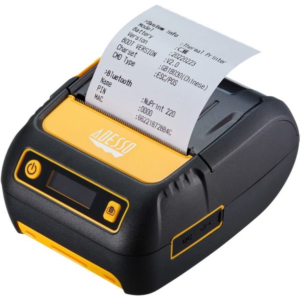 Adesso NuPrint NuPrint 220B Retail, Delivery, Restaurant, Pharmacy, Transportation & Logistic, Parking Ticket Direct Thermal Printer - Monochrome - Receipt Print - Bluetooth - Battery Included - Black - Image 2