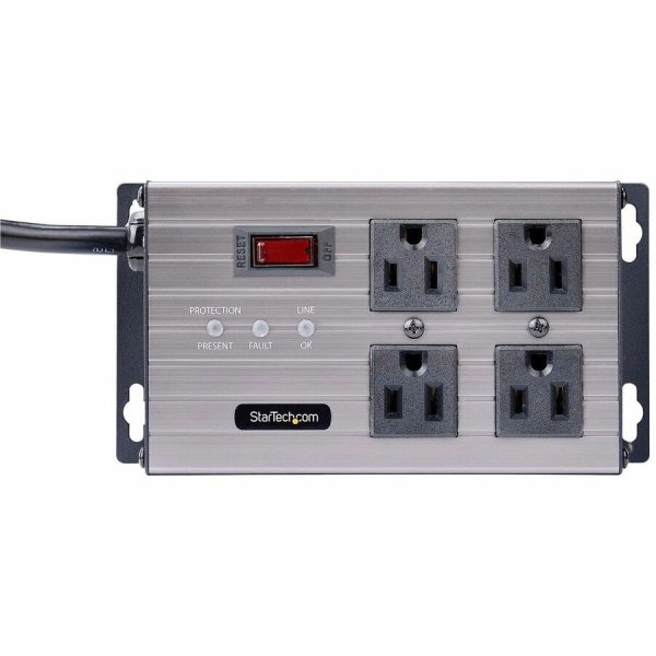 StarTech.com 4-Outlet Industrial Power Strip 125V/15A, EMI/RFI Isolation, Surge Protection, Mountable PDU, 8ft NEMA 5-15P Cord, UL Listed - Image 3
