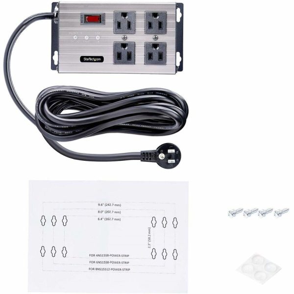 StarTech.com 4-Outlet Industrial Power Strip 125V/15A, EMI/RFI Isolation, Surge Protection, Mountable PDU, 8ft NEMA 5-15P Cord, UL Listed - Image 9