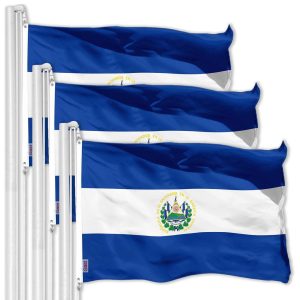 G128 3 Pack: El Salvador El Salvadoran Flag | 3x5 Ft | LiteWeave Pro Series Printed 150D Polyester | Country Flag, Vibrant Colors, Brass Grommets, Thicker and More Durable Than 100D 75D Polyester