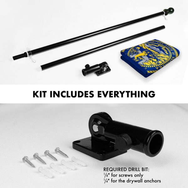 G128 Combo Pack: 6 Ft Tangle Free Spinning Flagpole (Black) & Nebraska Flag 3x5 Ft Printed 150D Polyester, Brass Grommets (Flag Included) Aluminum Flag Pole - Image 2
