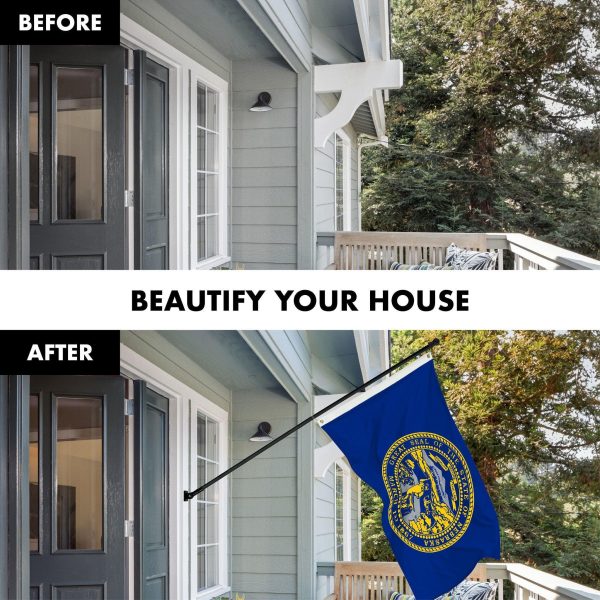 G128 Combo Pack: 6 Ft Tangle Free Spinning Flagpole (Black) & Nebraska Flag 3x5 Ft Printed 150D Polyester, Brass Grommets (Flag Included) Aluminum Flag Pole - Image 3