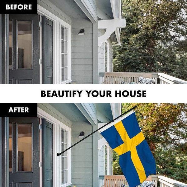 G128 Combo Pack: 6 Feet Tangle Free Spinning Flagpole (Black) Sweden Swedish Flag 3x5 ft Printed 150D Brass Grommets (Flag Included) Aluminum Flag Pole - Image 3