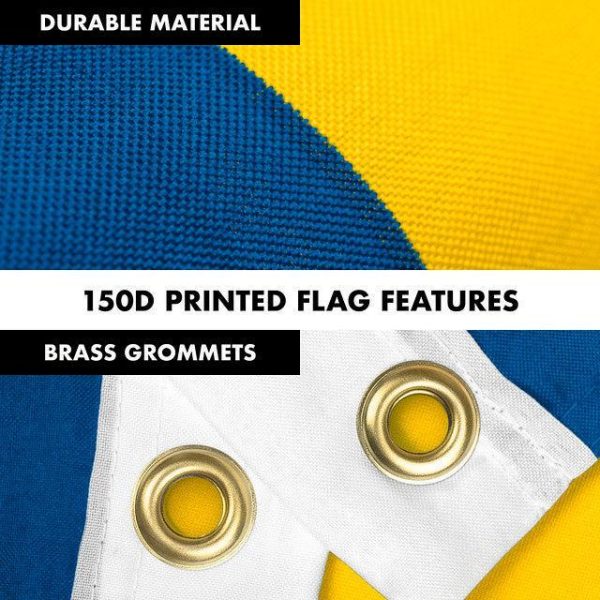 G128 Combo Pack: 6 Feet Tangle Free Spinning Flagpole (Black) Sweden Swedish Flag 3x5 ft Printed 150D Brass Grommets (Flag Included) Aluminum Flag Pole - Image 4