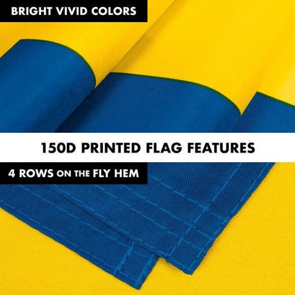 G128 Combo Pack: 6 Feet Tangle Free Spinning Flagpole (Black) Sweden Swedish Flag 3x5 ft Printed 150D Brass Grommets (Flag Included) Aluminum Flag Pole - Image 5