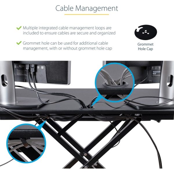 StarTech.com Corner Sit Stand Desk Converter with Keyboard Tray, Large Surface 35"x21" , Height Adjustable Ergonomic Tabletop Standing Desk - Image 6
