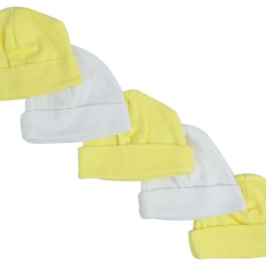 Yellow & White Baby Caps (pack Of 5) 031-yellow-3-w-2