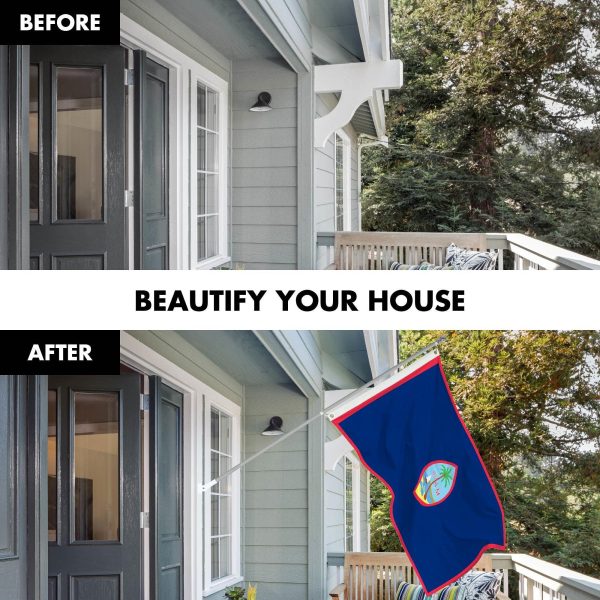 G128 Combo Pack: 6 Ft Tangle Free Spinning Flagpole (Silver) & Guam Flag 3x5 Ft Printed 150D Polyester, Brass Grommets (Flag Included) Aluminum Flag Pole - Image 3