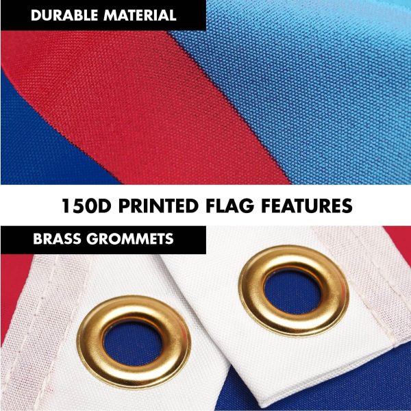 G128 Combo Pack: 6 Ft Tangle Free Spinning Flagpole (Silver) & Guam Flag 3x5 Ft Printed 150D Polyester, Brass Grommets (Flag Included) Aluminum Flag Pole - Image 4