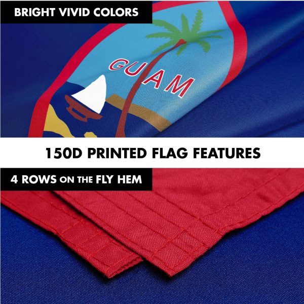 G128 Combo Pack: 6 Ft Tangle Free Spinning Flagpole (Silver) & Guam Flag 3x5 Ft Printed 150D Polyester, Brass Grommets (Flag Included) Aluminum Flag Pole - Image 5