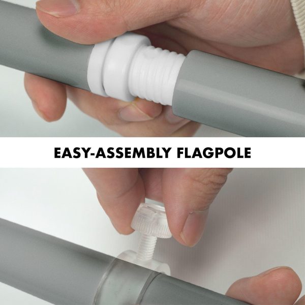 G128 Combo Pack: 6 Ft Tangle Free Spinning Flagpole (Silver) & Guam Flag 3x5 Ft Printed 150D Polyester, Brass Grommets (Flag Included) Aluminum Flag Pole - Image 6