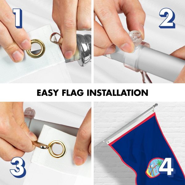 G128 Combo Pack: 6 Ft Tangle Free Spinning Flagpole (Silver) & Guam Flag 3x5 Ft Printed 150D Polyester, Brass Grommets (Flag Included) Aluminum Flag Pole - Image 7