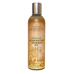 Organic Illuminating Shimmer Body & Face Oils 24 KT Gold Radiant Glow & Hydration 4 oz.