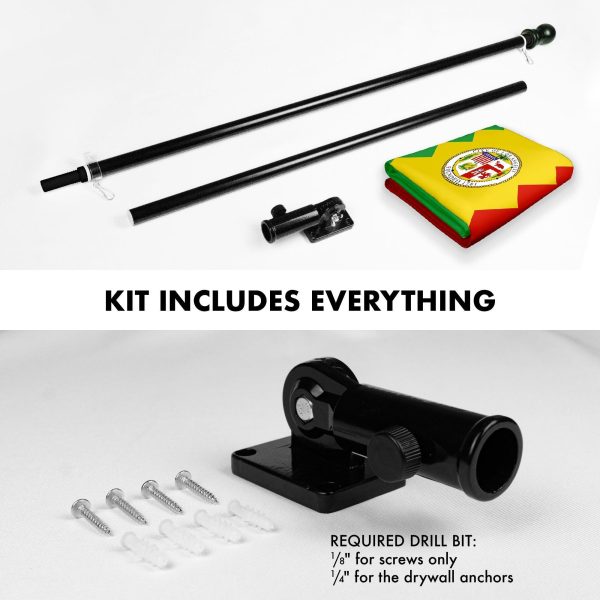 G128 Combo Pack: 6 Feet Tangle Free Spinning Flagpole (Black) Los Angeles City Flag 3x5 ft Printed 150D Brass Grommets (Flag Included) Aluminum Flag Pole - Image 2